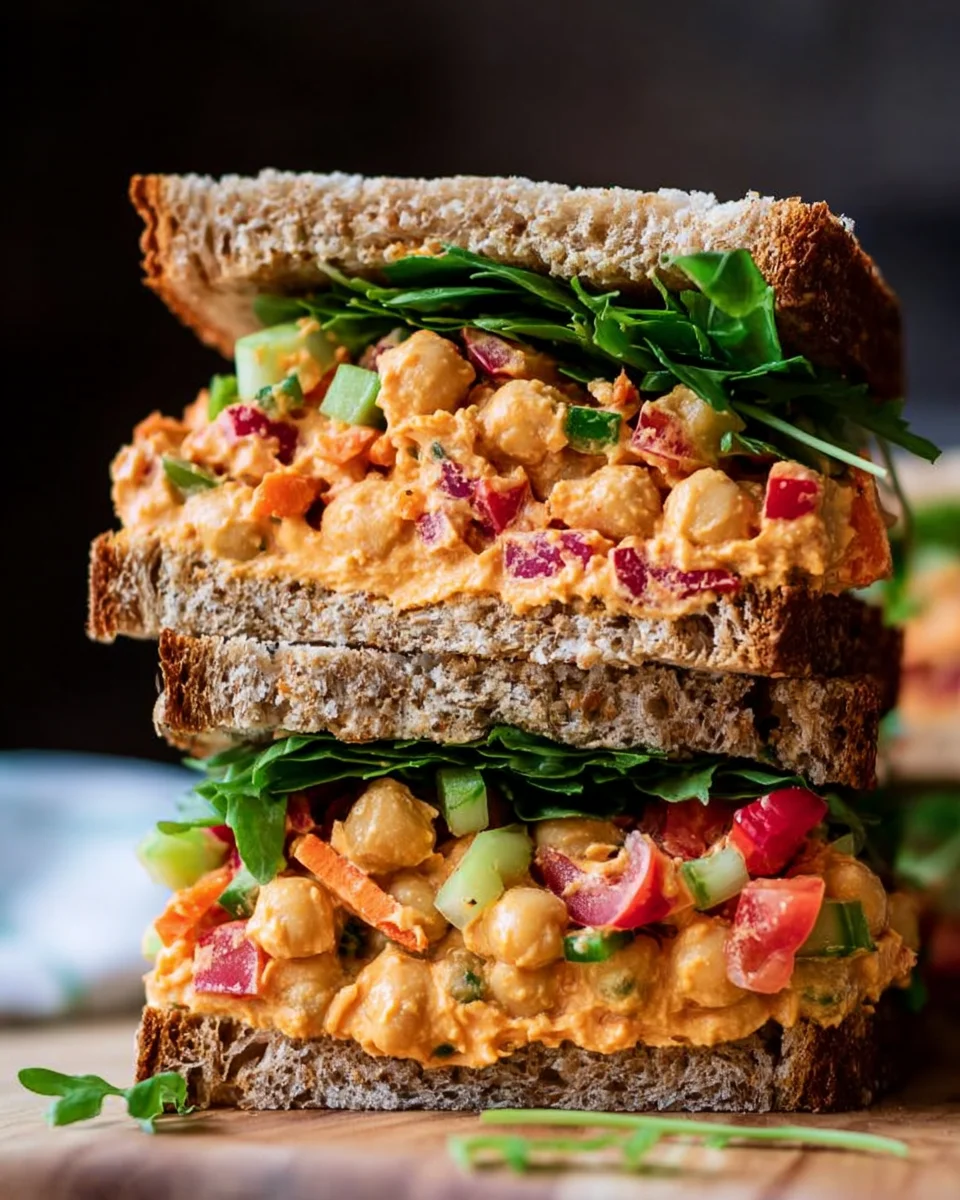 Vegan Buffalo Chickpea Salad Sandwich