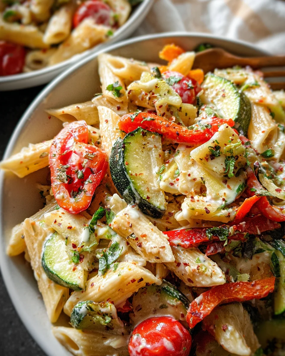 Vegan Pasta Primavera with Creamy Garlic Cashew Sauce